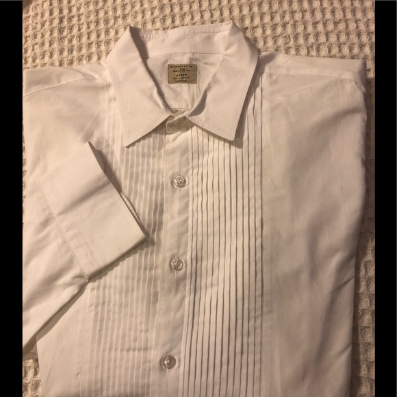 J. Crew White Pleated LS Tuxedo Shirt Size 16.5